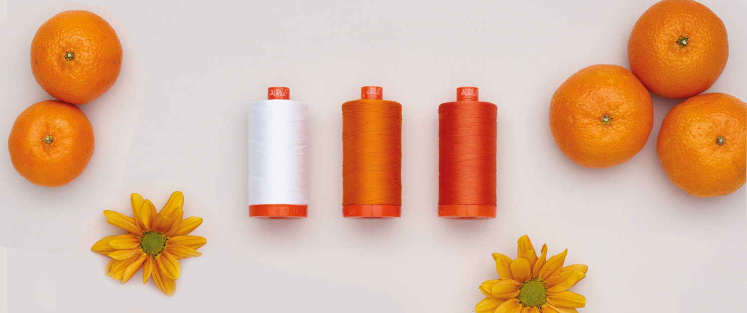 Orange FLOWER Collection of Aurifil Threads 12 50 wt Large Spools