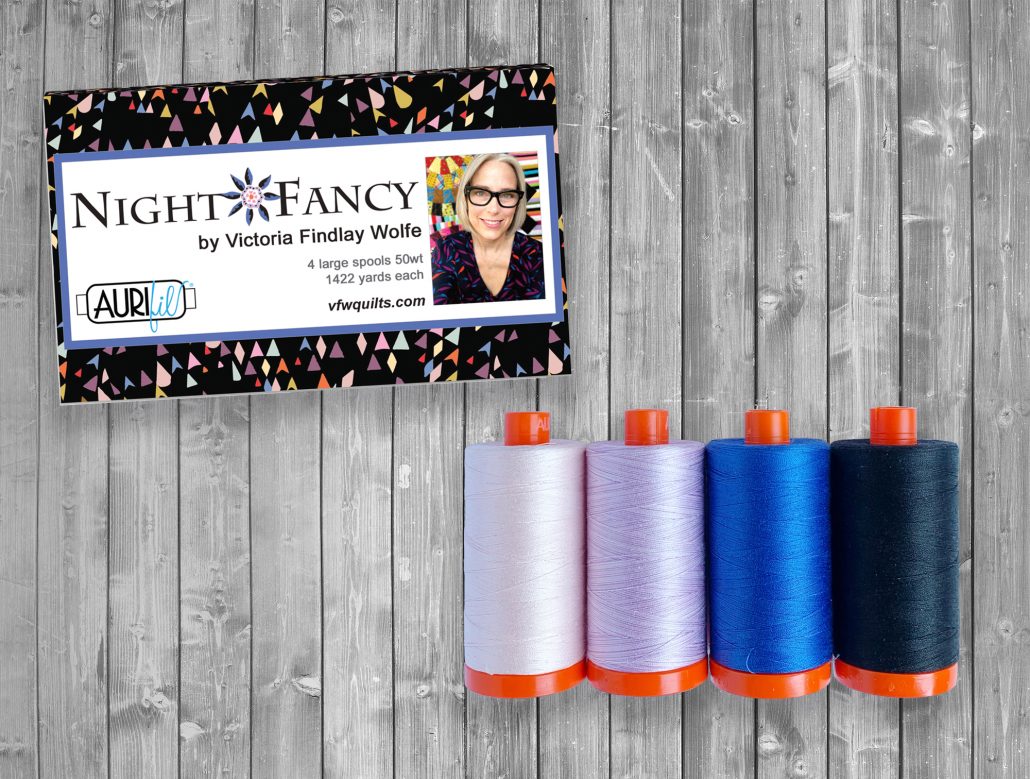 NEW* 4 Pack Night Fancy - Large spools 50wt Aurifil Thread set - Victoria  Findlay Wolfe Quilts